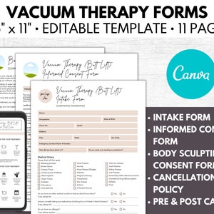 Editable Vacuum Butt Lift Forms, Vacuum Therapy, Med Spa Forms, Butt Lift Consultation Form, Body Sculpting- Customize in Canva