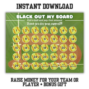 Softball Pick a Date to Donate, Softball Fundraiser, Softball Fundraiser Calendar - Editable in Canva