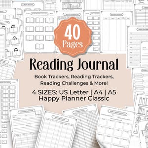 Diario di lettura, Pacchetto pianificatore di lettura, Tracker di libri, Sfida di lettura, Registro di lettura, Recensione di libri, Kit per club di lettura