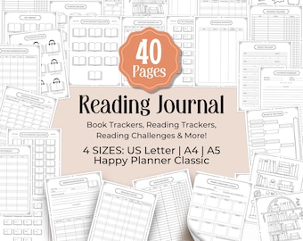 Book Reading Journal, Reading Planner Bundle, Book Tracker, Reading Challenge, Book Reading Log, Book Review, Book Club Kit