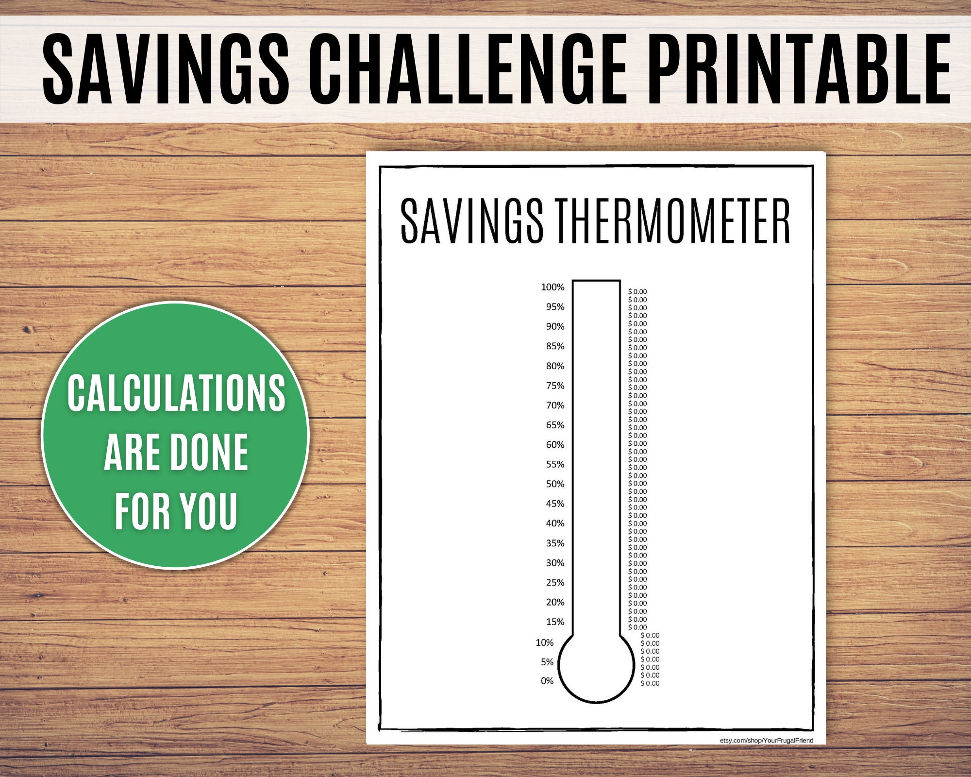 Savings Challenge Savings Fund Tracker Savings Thermometer Etsy