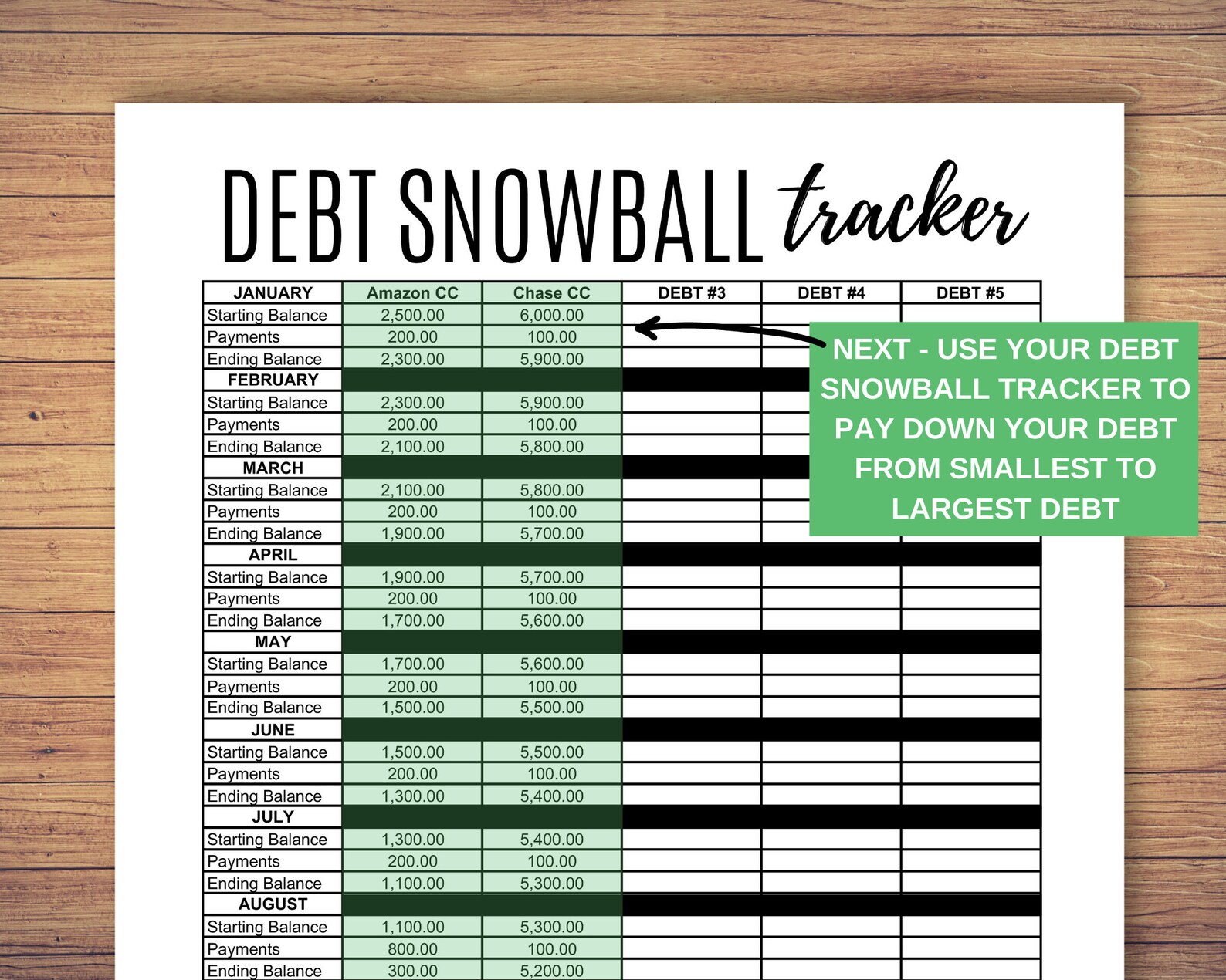 Debt Tracker Printable Monthly Debt Tracker Debt Snowball Etsy