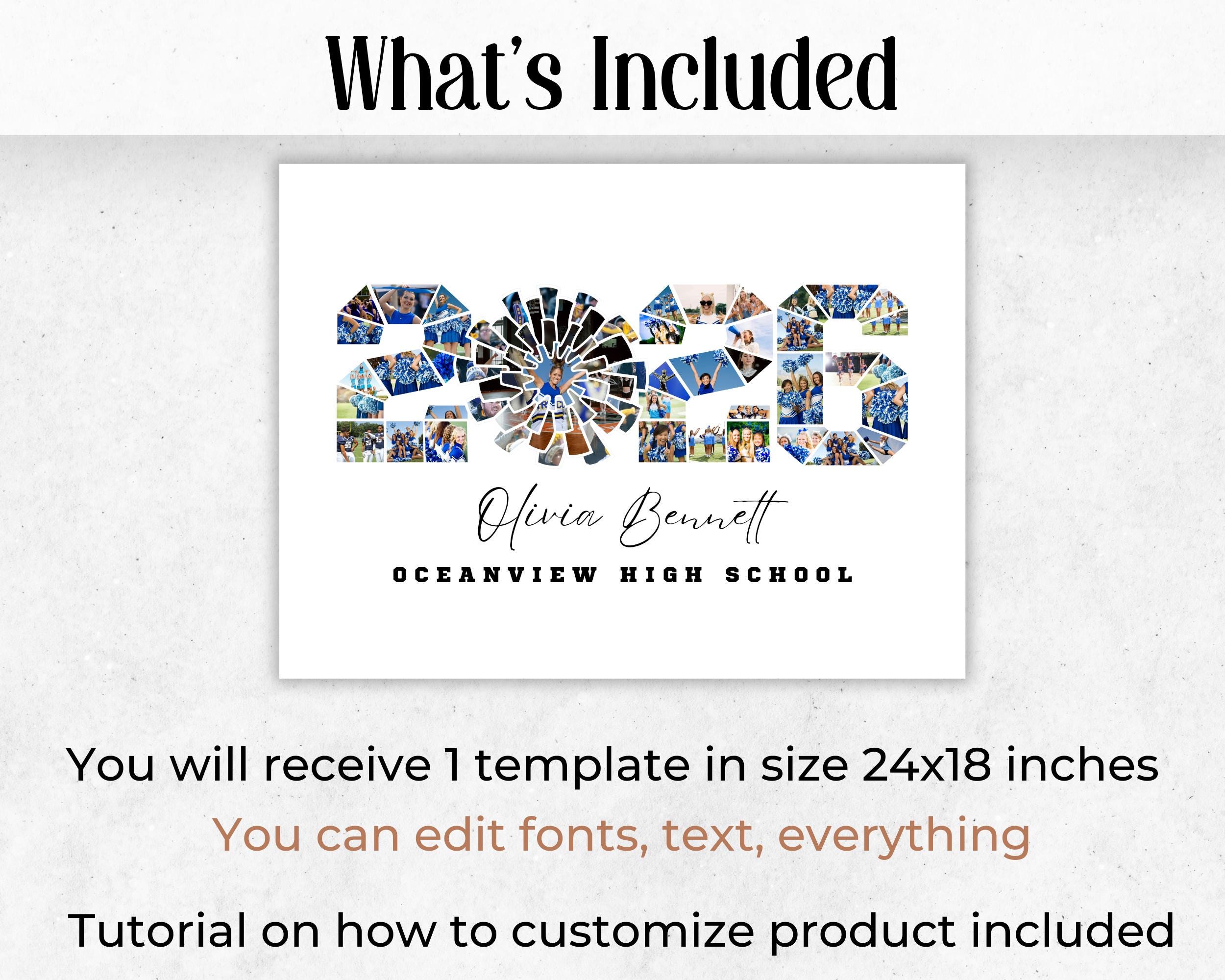 Cheer Portrait Collage 2026 Editable Cheerleader Photo Collage, Customizable Senior Night Gift ...
