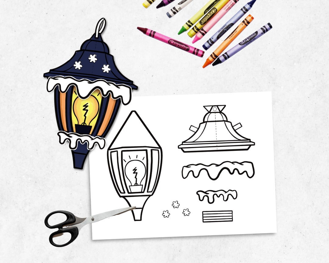 Christmas Lantern Craft, Christmas Coloring Activity, Paper Ornament