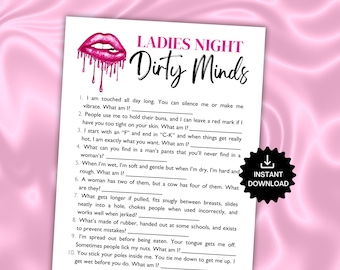 Dirty Minds Ladies Night Game, Girls Night Games, Adult Party Games, Trivia Game, Riddles