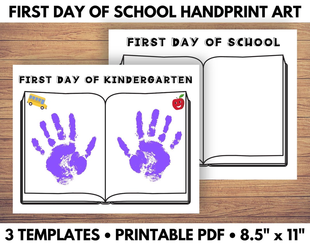 First Day of School Handprint Art, Hand Print Craft, Kindergarten Craft ...