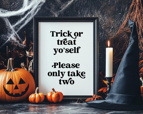 Minimalist Halloween Candy Sign, Trick or Treat Sign, Modern Halloween Sign, Modern Halloween Decor, Trick or Treat Sign