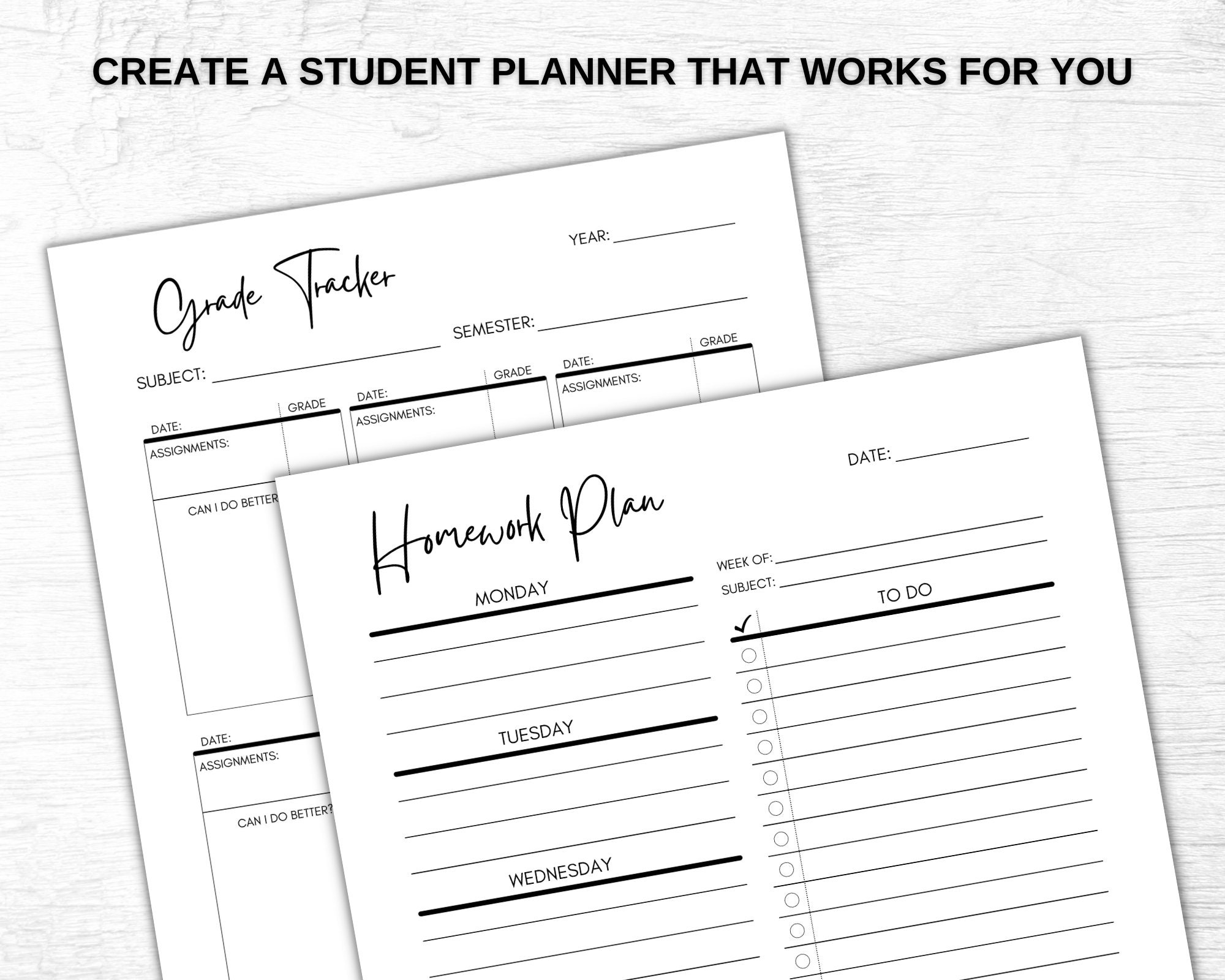 Academic Planner, Student Planner, College Planner, Homeschool Planner, Study Planner, Printable PDF