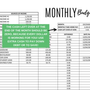 Printable Monthly Budget, Budget Template Printable, Zero Dollar Budget, Monthly Budget, Editable PDF Calculations done for you image 3