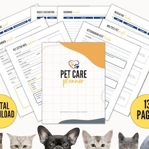 Pianificatore per la cura degli animali domestici, pianificatore per animali domestici, organizzatore per animali domestici - PDF stampabile
