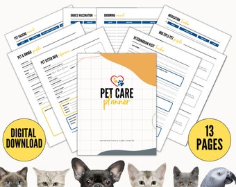 Pet Care Planner, Pet Planner, Pet Organizer - Printable PDF