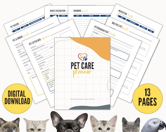 Planificateur de soins pour animaux de compagnie, planificateur pour animaux de compagnie, organisateur pour animaux de compagnie - PDF imprimable
