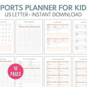 Team Mom Planner, Kid&#39;s Sports Planner, Team Mom Binder - Direct downloaden
