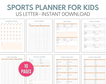 Team Mom Planner, Kid&#39;s Sports Planner, Team Mom Binder - Instant Download