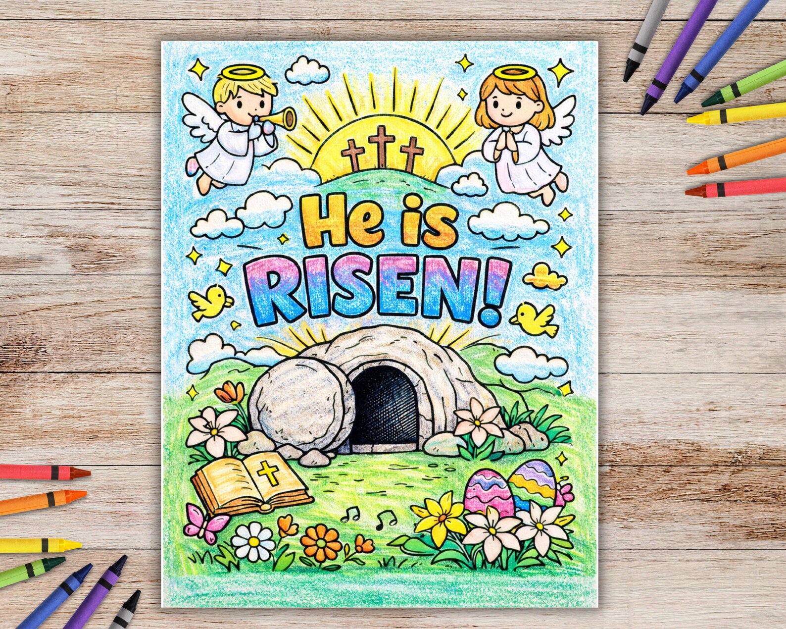 He is Risen Coloring Page, Bible Activity, Easter Coloring Page, He is ...