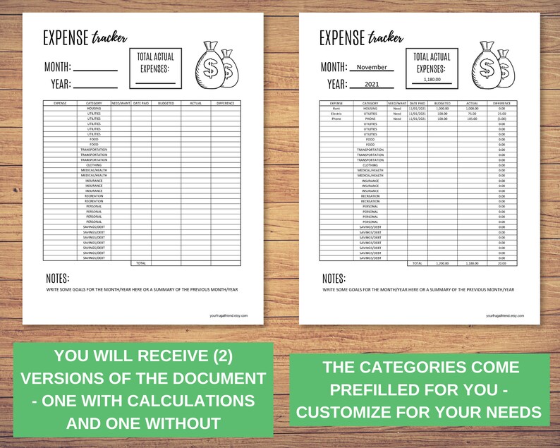 Expense Tracker, Expense Tracker Printable, Small Business Expense Tracker, Editierbare PDF - Berechnungen für Sie erledigt! Bild 2