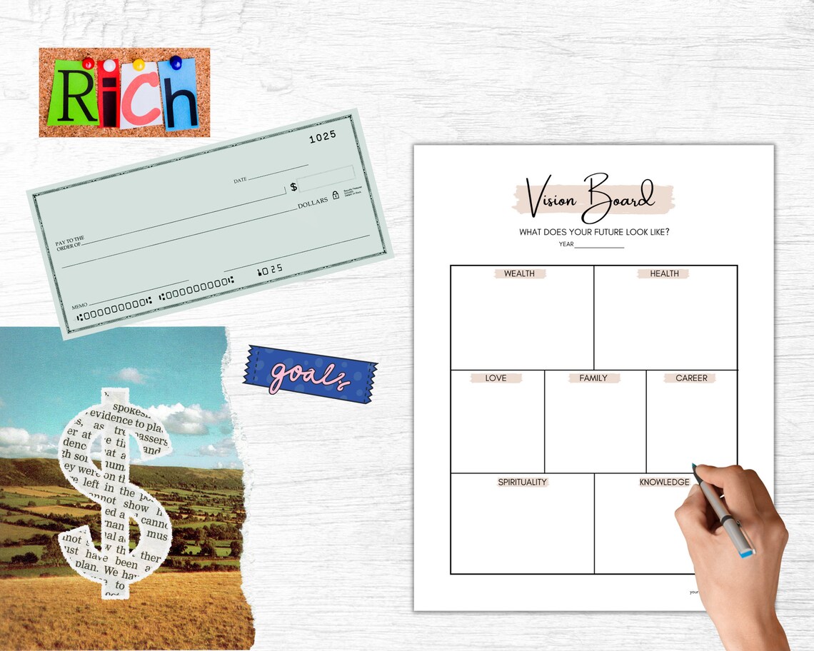 Printable Vision Board Guide, Vision Board Kit, Manifestation Journal ...
