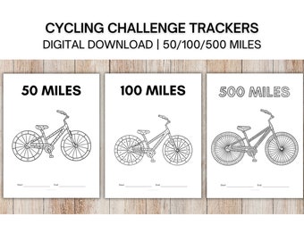 50/100/500 Mile Cycling Tracker, Exercise Tracker, Bicycling Tracker, Cycling Challenge