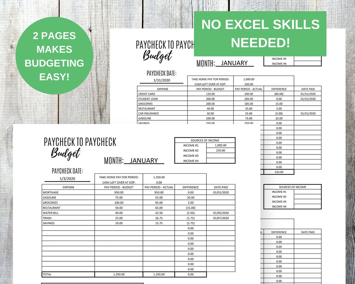 Biweekly Budget Template Paycheck Budget Budget Printable | Etsy India