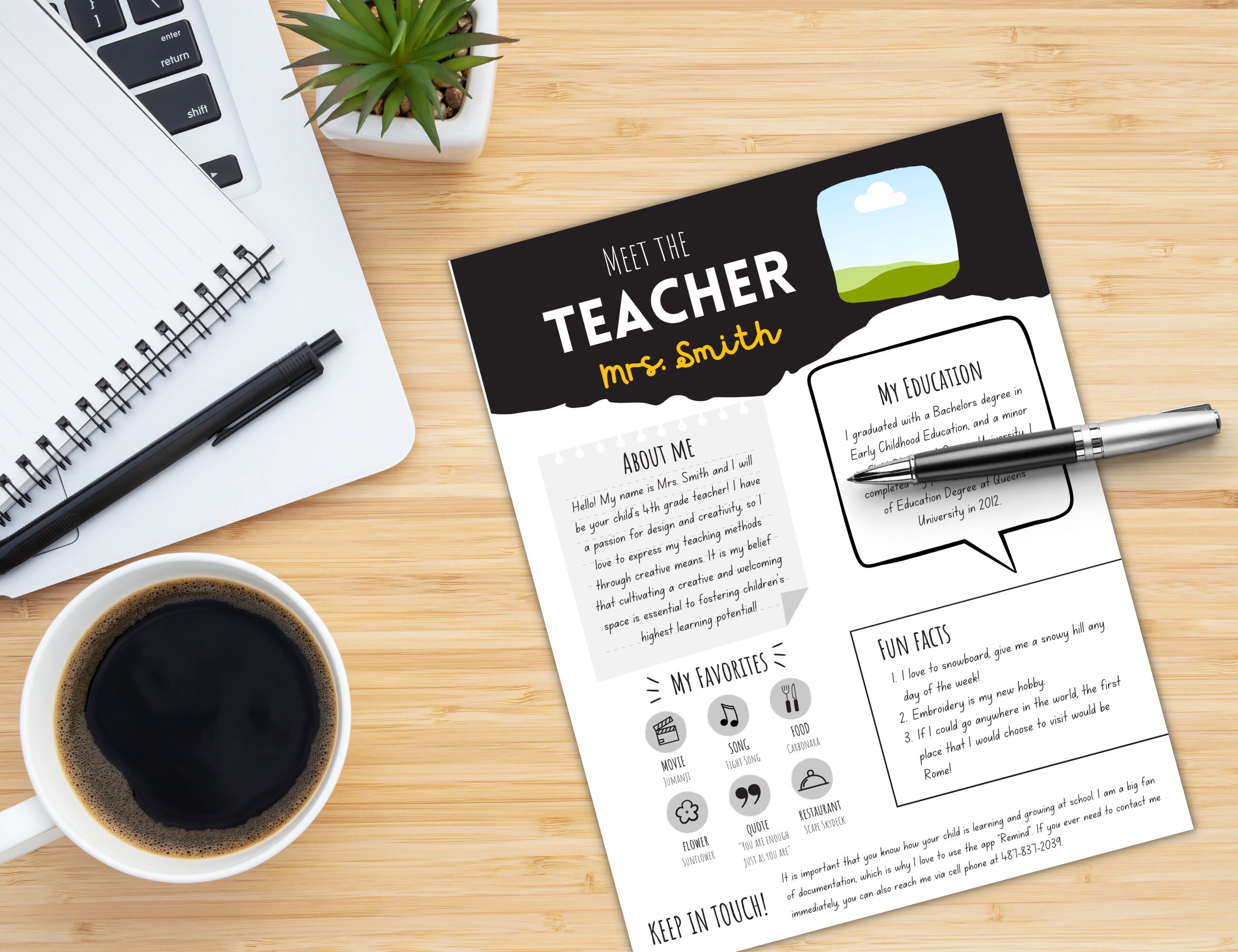 Editable Meet the Teacher Template, Canva Template, All About Me ...