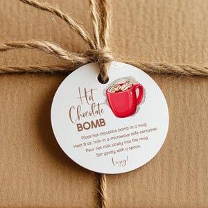Christmas Hot Chocolate Bomb Tags, Chocolate Bomb Instructions, Bomb Tags, Hot Cocoa Bomb Favor Tag - Printable PDF