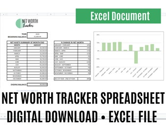 Net Worth Tracker Template, Personal Wealth, Spreadsheet, Excel Download
