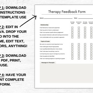 Therapy Feedback Form, Client Feedback, Editable Canva Template - Etsy
