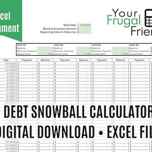 Hoja de cálculo de la calculadora de pago de deuda: seguimiento de deuda de bola de nieve, Excel, préstamos para estudiantes y tarjetas de crédito