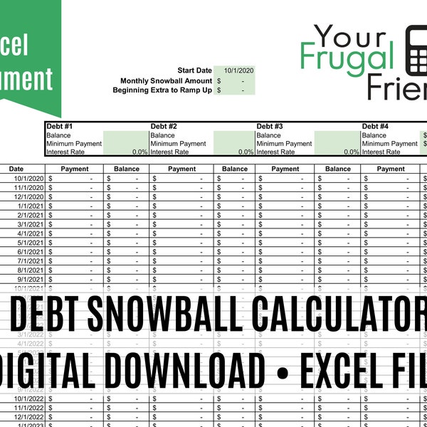 Debt Payoff Calculator Spreadsheet - Debt Snowball, Excel, Student Loan and Credit Card Debt Tracker