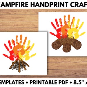 Campfire Hand Print Art, Hand Print Craft, Kindergarten Craft, Handprint Craft