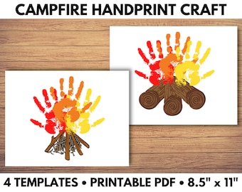 Campfire Hand Print Art, Hand Print Craft, Kindergarten Craft, Handprint Craft