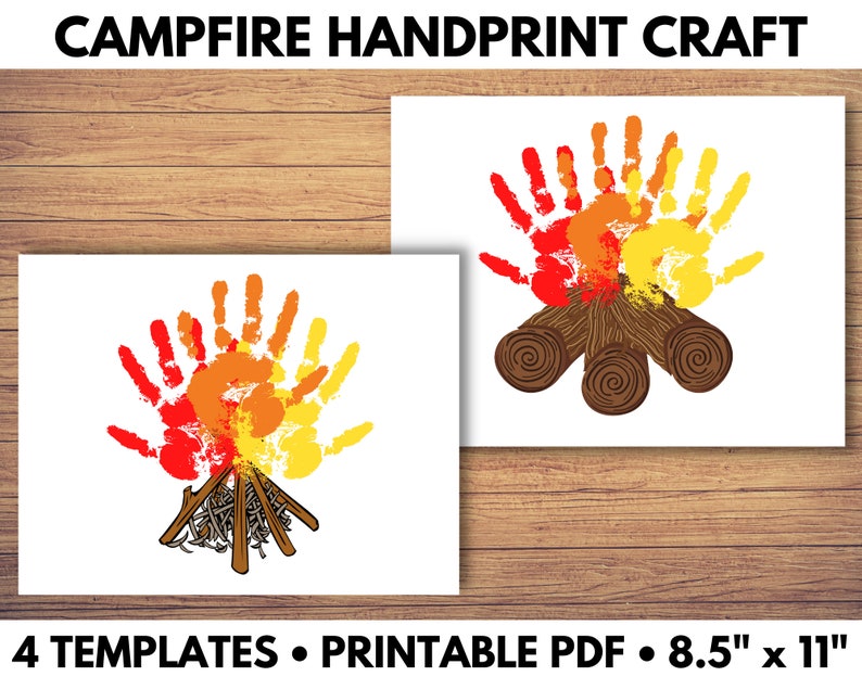 Lagerfeuer Hand Print Art, Hand Print Craft, Kindergarten Craft, Handprint Craft Bild 1