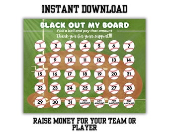 Baseball Pick a Date to Donate, Baseball Fundraiser Sheet, Fundraiser Template - Editable in Canva