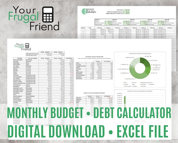 Spreadsheet Budget, Zero-Based Budget, Debt Snowball Calculator, Personal Finance Bundle, Excel Download