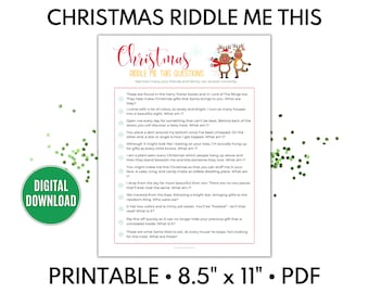 Christmas Riddle Me This, Christmas Trivia Game, Christmas Party Game, Christmas Game for Kids - Printable PDF