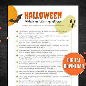 Halloween Riddles for Halloween Party Game Printable Halloween Games for Kids Teens and Adults, Halloween Activities Halloween Trivia, PDF