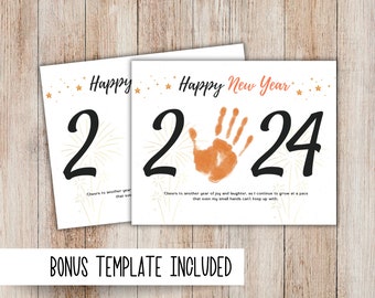 2024 Handprint Art, New Years Day Activity, Handprint Craft Keepsake, Baby Handprint Art Gift, Toddler Preschool DIY Activity