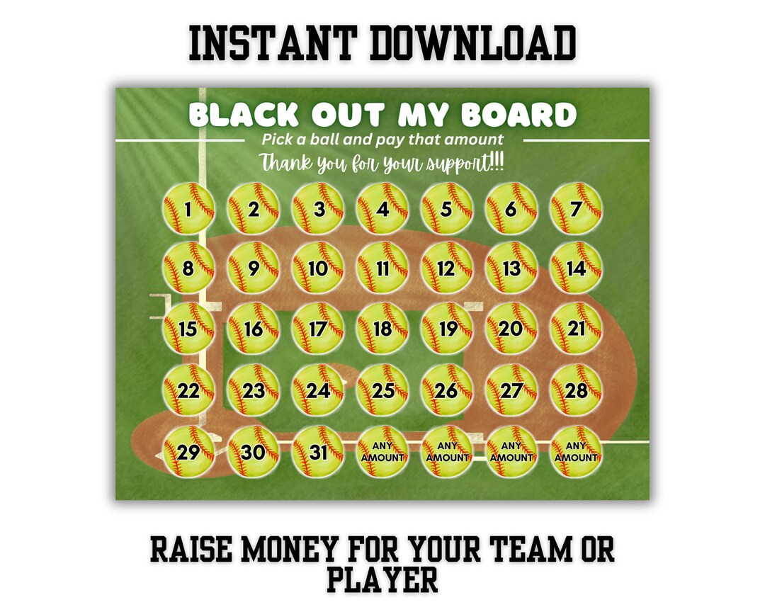 Softball Pick a Date to Donate Softball Fundraiser Softball Etsy