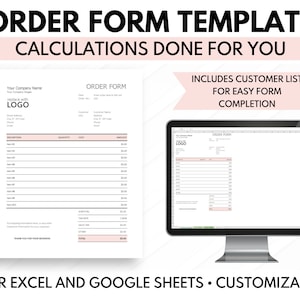 Order Form Template, Order Form Excel, Google Sheets - Calculations Done for You!
