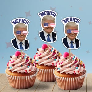 4th of July Cupcake Topper, Trump Decor, Fourth of July Cupcake Topper, 4th of July Party Decor