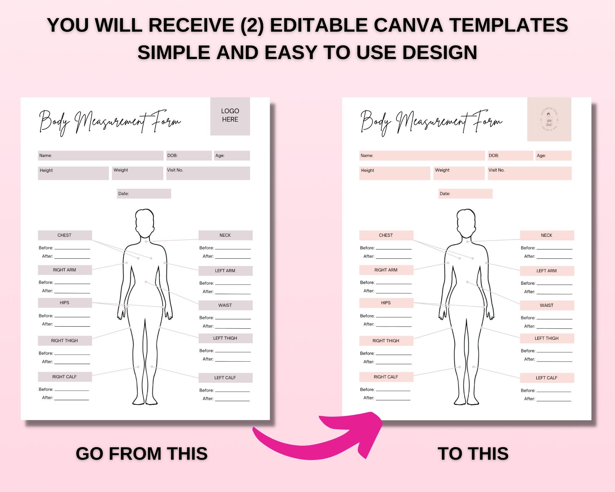 Editable Body Measurement Tracker, Body Contouring, Fat Cavitation ...