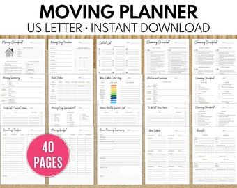Moving Checklist, Moving Planner, Moving Binder, Moving Labels, Garage Sale Planner