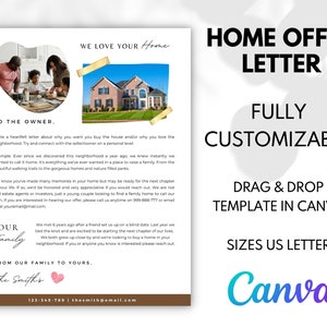Plantilla de carta de oferta de vivienda, plantilla de carta para comprador de vivienda, carta de amor para comprador de vivienda: ¡editable en Canva!