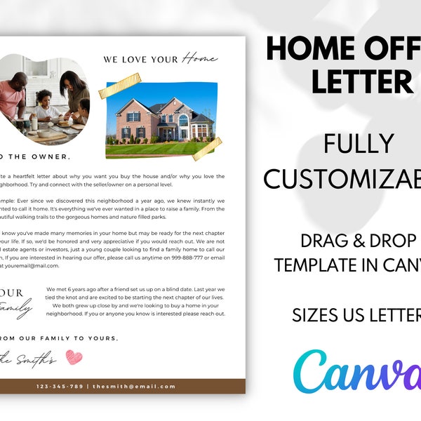 Home Offer Letter Template, Home Buyer Letter Template, Home Buyer Love Letter - Editable in Canva!