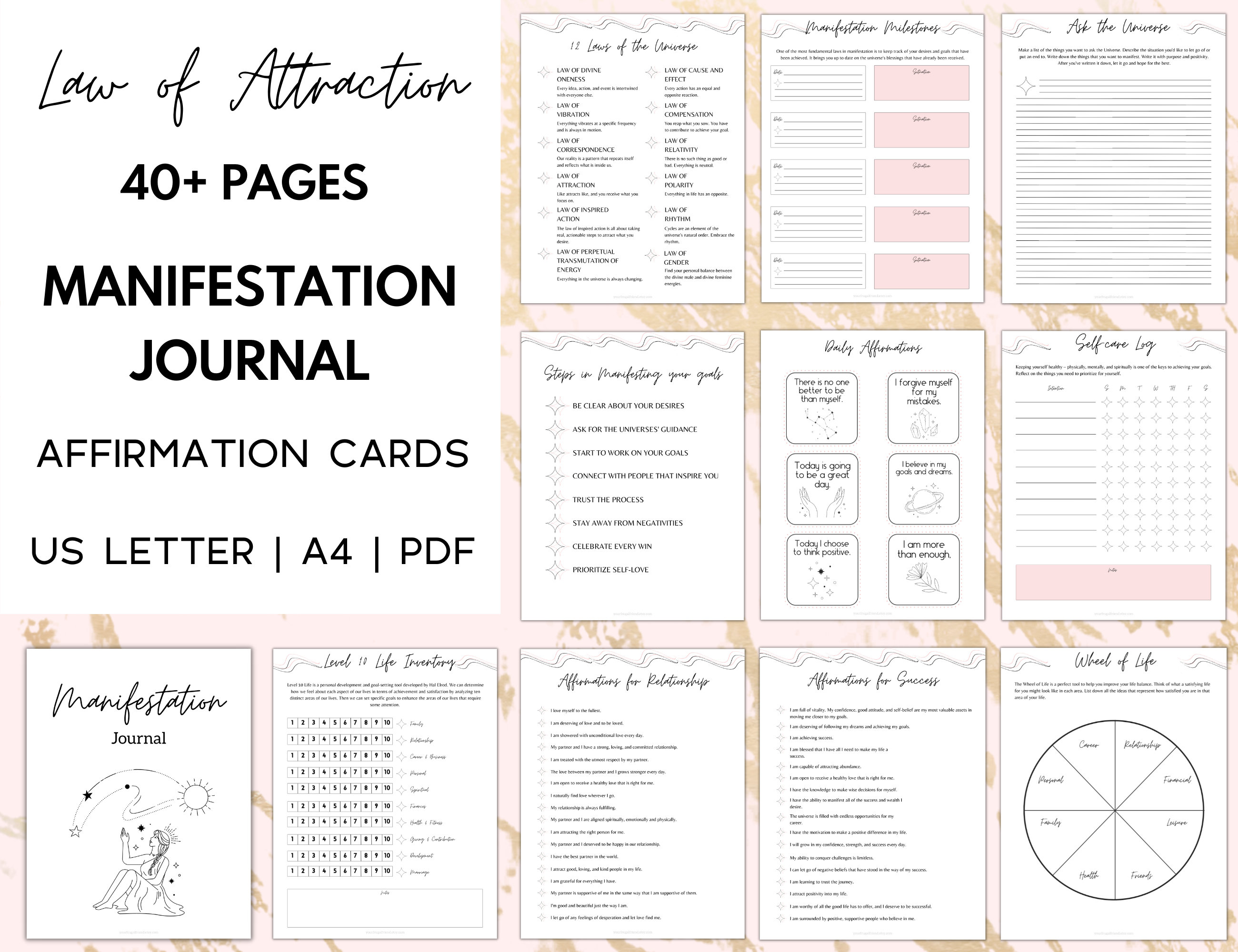 Law of Attraction Planner and Organizer, Undated, with Mood