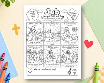 Book of Job Coloring Page, Bible Coloring, Bible Study Activity, Sunday School Activity, Children's Ministry, Old Testament