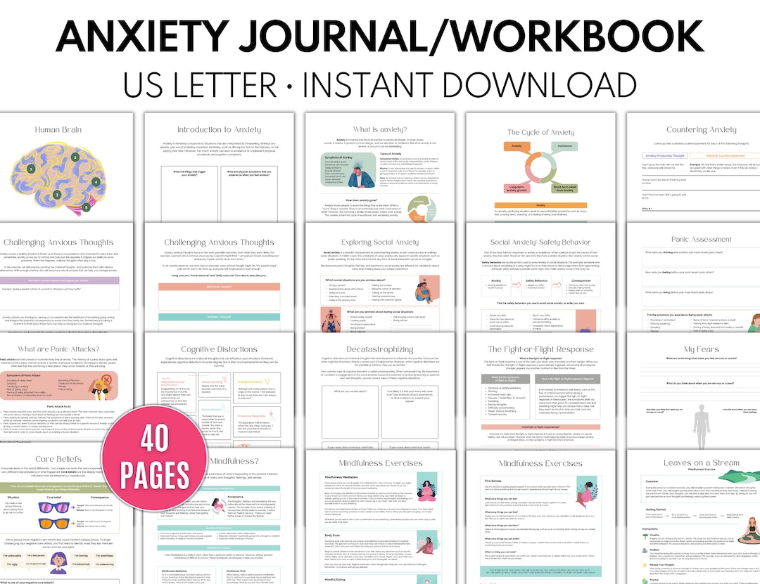 Anxiety Journal, Mental Health Journal, Wellness journal, Anxiety Diary, Self Care Planner, DBT Journal, Depression