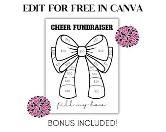 Fill My Bow, Cheerleading Fundraiser, Fundraiser Form, Cheer Team - Editable in Canva