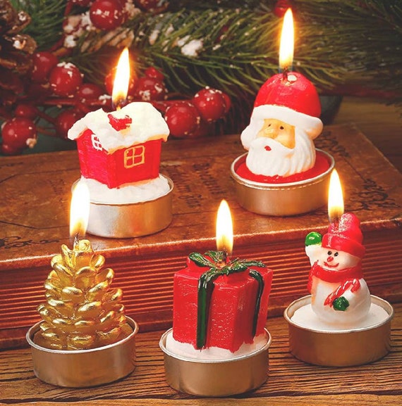 Unscented Christmas candles xmas tea lights mini tin Etsy