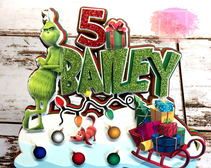 Grinch Party the Grinch Cake Topper, Grinch Birthday Party - Etsy